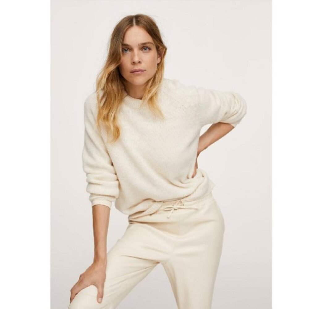 MANGO Oversize Knit Sweater in Ecru size S